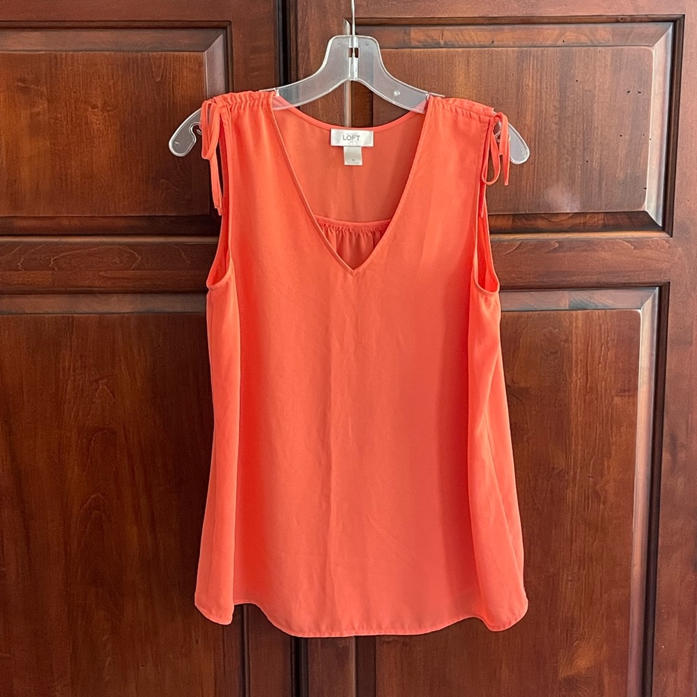 Loft V neck Sleeveless Shoulder Tie Blouse